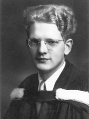 Northrop Frye's black and white graduation photo.