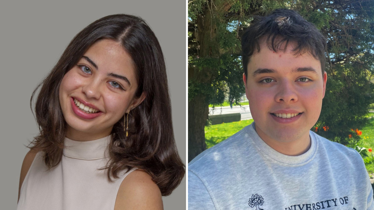 Adriana Goraieb, left, and Shane Joy, Victoria College students, are among 52 Canadian finalists for the McCall MacBain Scholarship at McGill University.